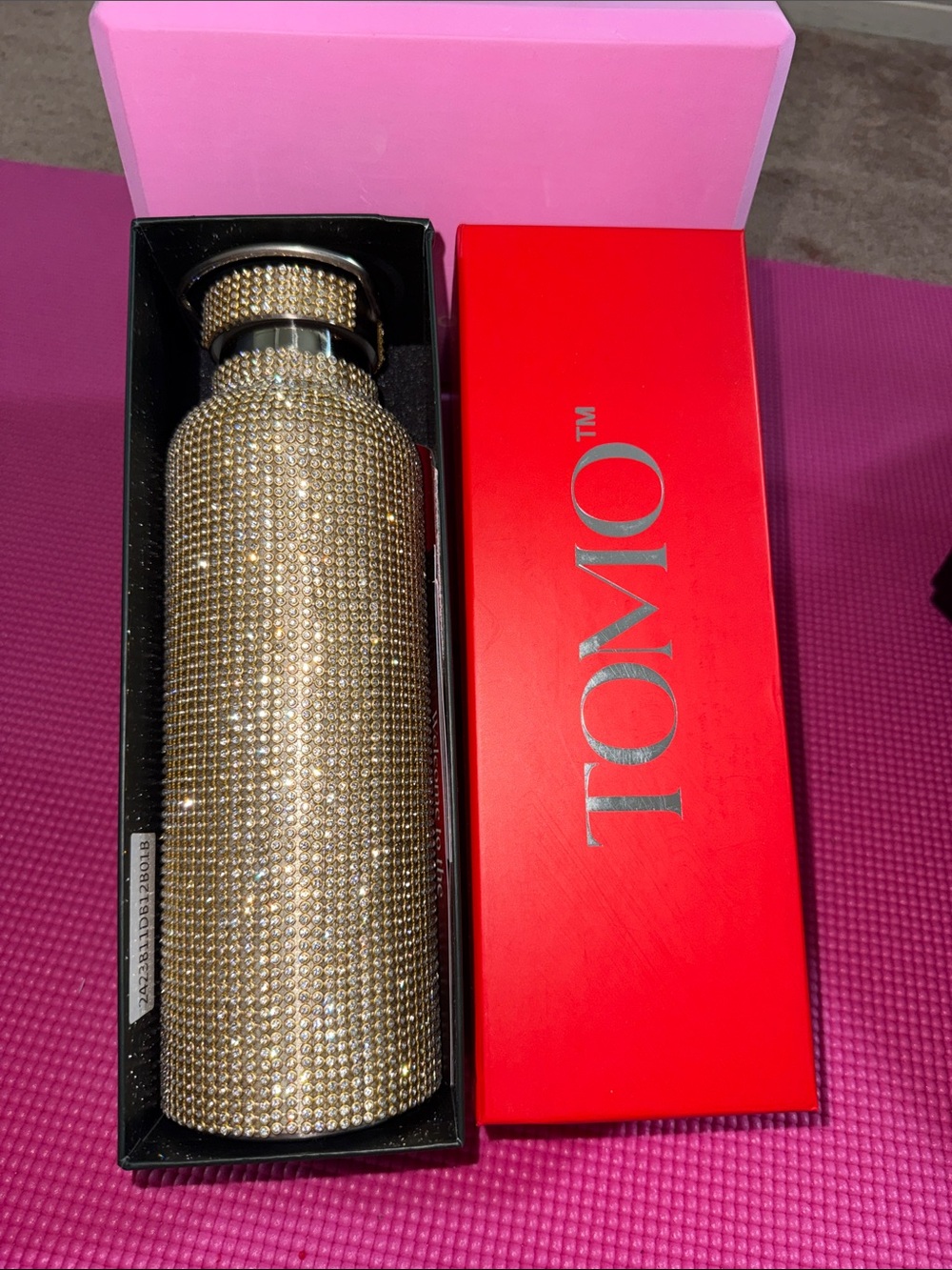 Gold Crystal-Embellished Stainless Steel Water Bottle